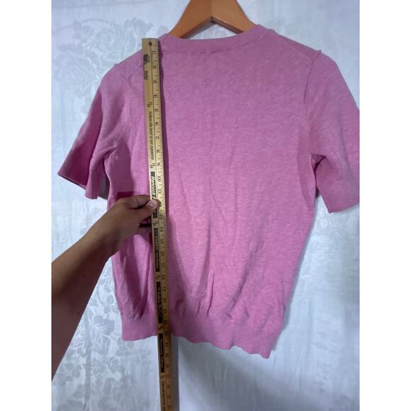 J Crew Sweater Small Pink Cotton Cashmere Short Sleeve - Picture 9 of 9